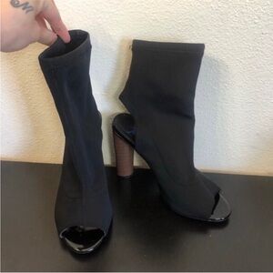Shiekh Black Heeled Peep Toe Boots